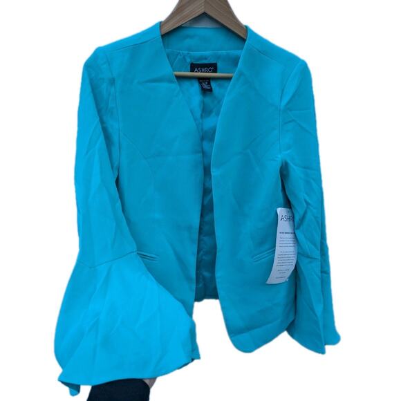 Ashro Womens Reneta Turquoise Pant Suit Ruffle Hem Flare Sleeve Sz 10/12 - Picture 4 of 7